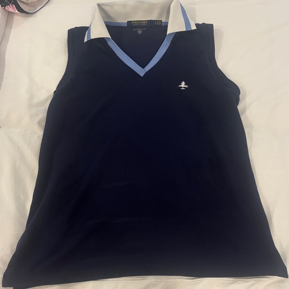 Ralph Lauren Polo GolfDark Blue Sleeveless Polo w/Light (why/bl)  Accents sz S
